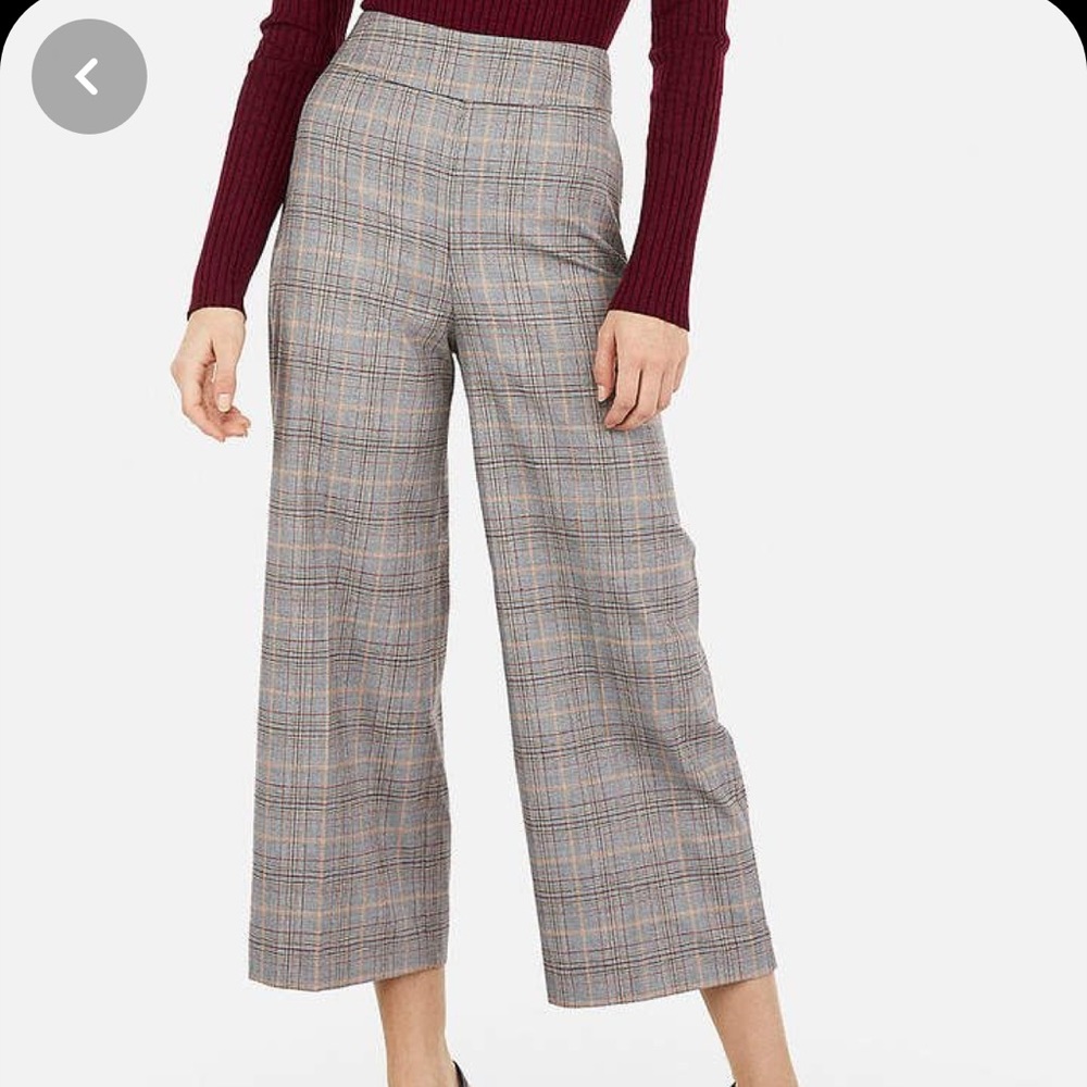 Express High Waisted Cropped Plaid Culottes